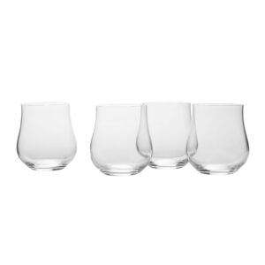 mikasa grace set of 4 stemless double old fashioned rocks glass, 15-ounce, clear