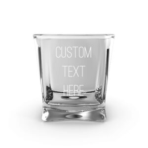 engraved whiskey rocks glass with custom personalized text