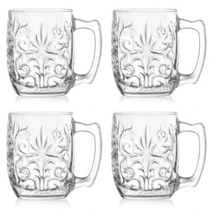 Barski Glass Mug - Mule - Designed - for Beer - Coffee - Tea - Latte - Cocktail - Beverage - Set of 4-14.2 Oz. - Made in Europe