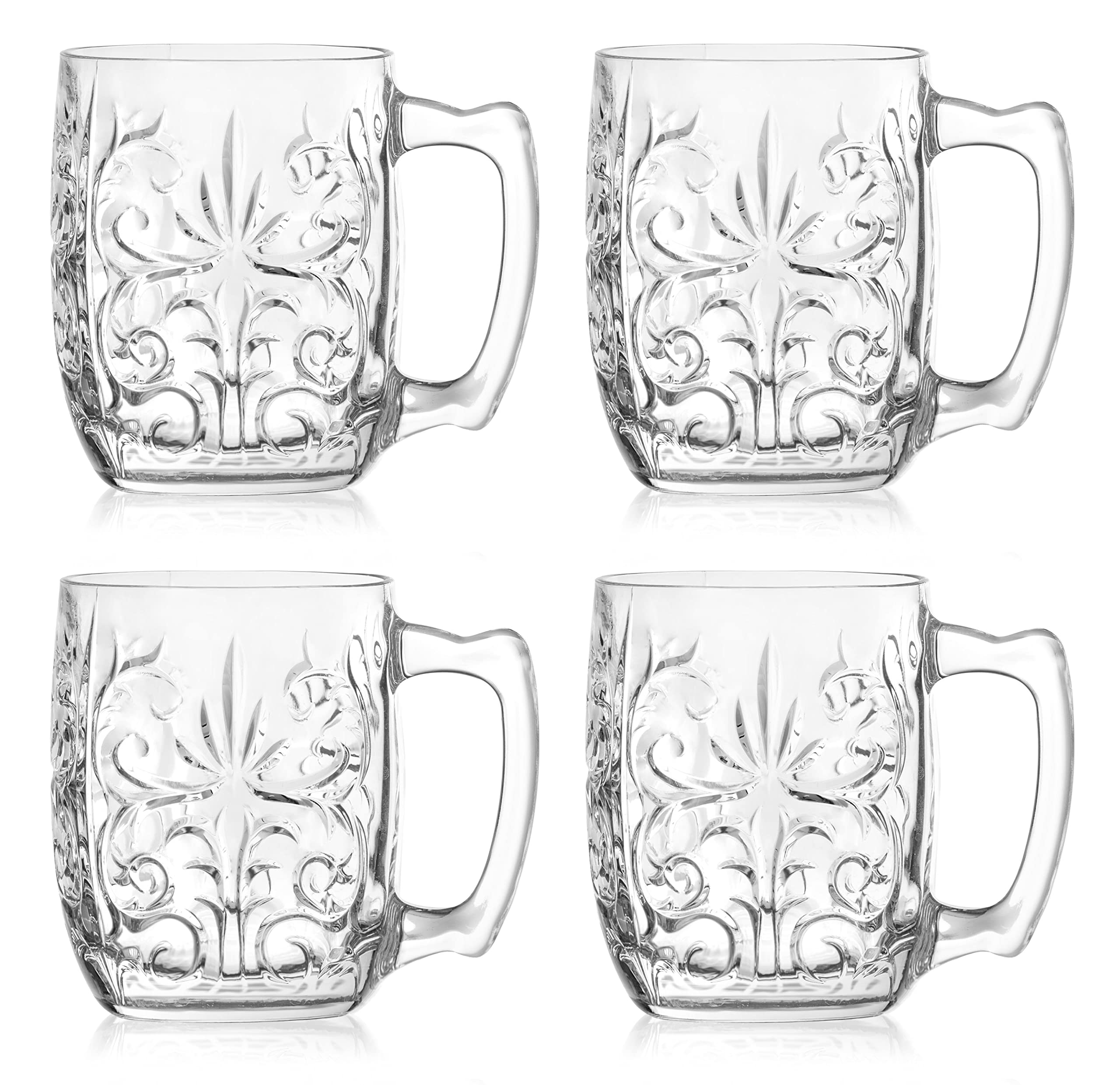 Barski Glass Mug - Mule - Designed - for Beer - Coffee - Tea - Latte - Cocktail - Beverage - Set of 4-14.2 Oz. - Made in Europe