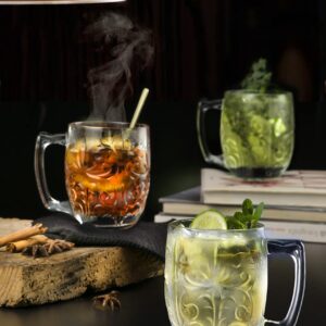 Barski Glass Mug - Mule - Designed - for Beer - Coffee - Tea - Latte - Cocktail - Beverage - Set of 4-14.2 Oz. - Made in Europe