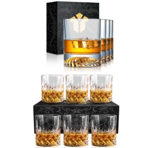 opayly whiskey glasses old fashioned glasses set of 8, rocks glasses gift for men women drinking bourbon scotch cocktails rum cognac vodka at bar home