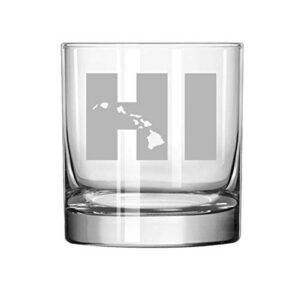11 oz rocks whiskey highball glass hi hawaiian islands hawaii