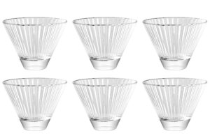glass - martini - stemless cocktail glasses - set of 6-11 oz. - by barski - european quality - stemless cocktail - martinis - with vertical lines - 11 ounces - made in europe