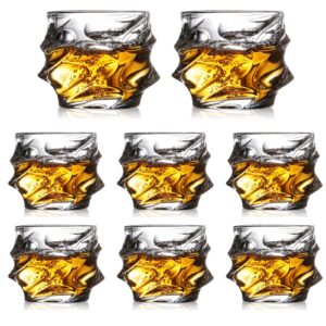 unique whiskey glasses - set of 8 old fashioned tumblers - 11oz elegant crystal rocks glasses fits home bar - dishwasher safe - whiskey gifts for men, hunband, dad