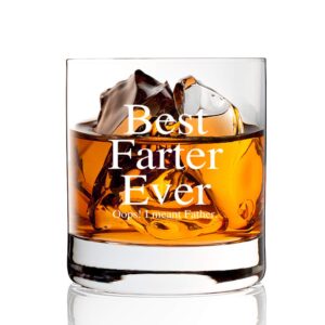 agmdesign, best farter ever oops i meant father whiskey glasses, unique gag gift, fathers day gift idea for dad from daughter, son, wife, guys