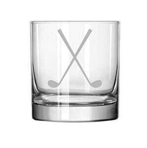 11 oz rocks whiskey highball glass crossed golf clubs