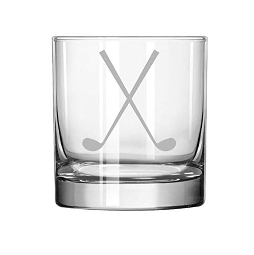 11 oz Rocks Whiskey Highball Glass Crossed Golf Clubs