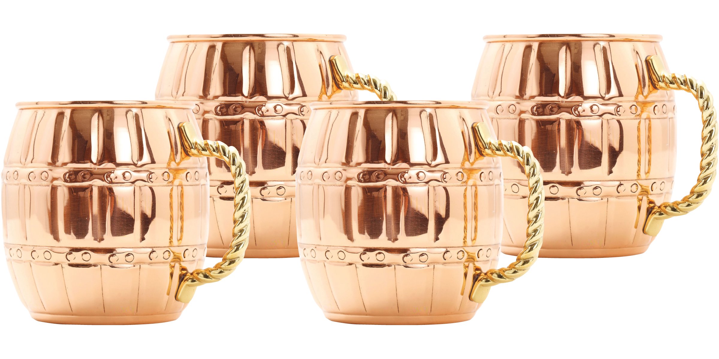 16-Ounce Solid Copper Barrel Mule Mug, Set of 4