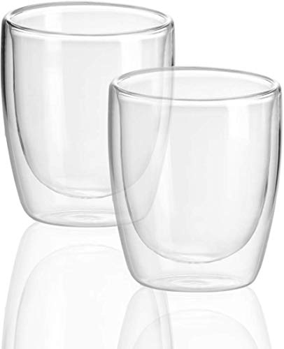 Circleware Thermax Double Wall Insulated Drinking Glasses, Set of 2, Glassware Beverage Set, Home Kitchen Entertainment Ice Tea Cups for Water, Juice, Milk, Beer, Farmhouse Decor, 11.5 oz, Clear