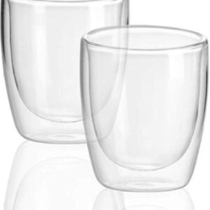 Circleware Thermax Double Wall Insulated Drinking Glasses, Set of 2, Glassware Beverage Set, Home Kitchen Entertainment Ice Tea Cups for Water, Juice, Milk, Beer, Farmhouse Decor, 11.5 oz, Clear