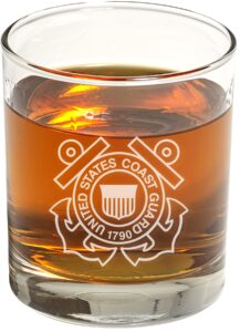 coast guard whiskey glasses (set of two) – coast guard engraved whiskey whiskey glass - gifts for whiskey lovers - coast guard present for retirement, graduation, – coast guard home décor