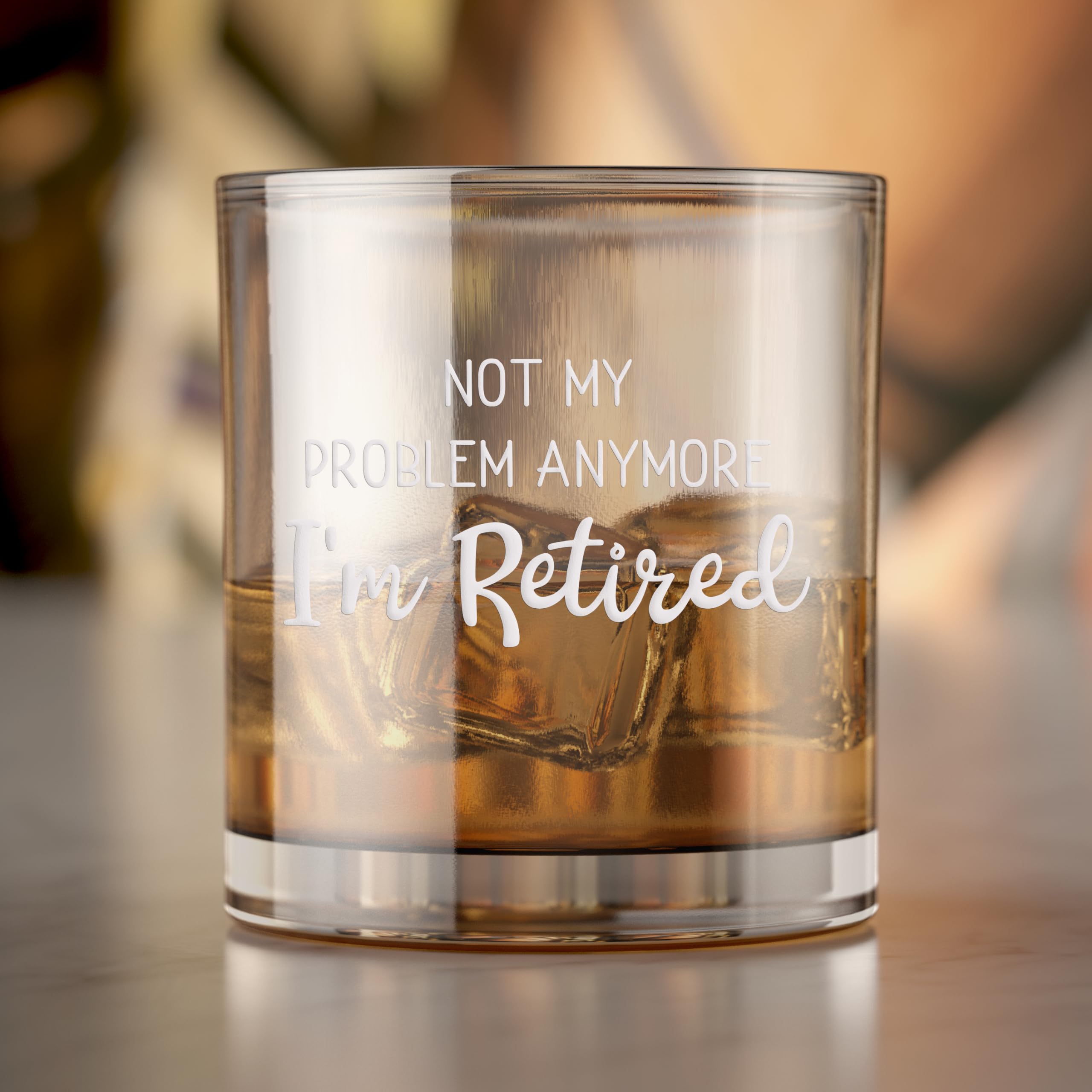 Not My Problem Anymore Im Retired Round Rocks Glass - Retired Gift, Just Retired Glass, Gift For Retirement, Old Fashioned Glass