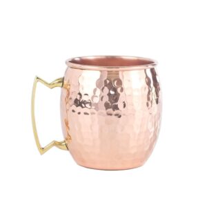 HOMEE Moscow Mule Copper Mugs - Mule Cups Set of 2-16 Ounce Handcrafted Copper Cups - Food Safe Hammered Copper Mug For Mules