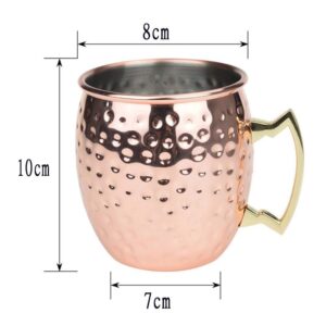 HOMEE Moscow Mule Copper Mugs - Mule Cups Set of 2-16 Ounce Handcrafted Copper Cups - Food Safe Hammered Copper Mug For Mules