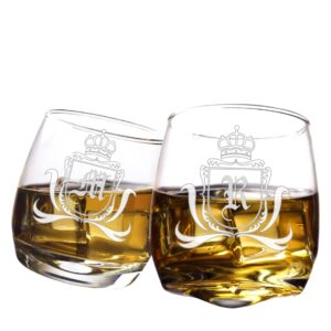las villas designs personalized rocking whiskey glasses | set of 2| | 9.5 fluid oz. | fully customizable | gifts for him, for her, weddings, groomsmen, bridesmaid, birthday, anniversary