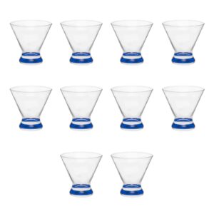 libbey martini glasses 8.25 oz. set of 10, bulk pack - great for cocktails, wedding favors, party favors, events - blue