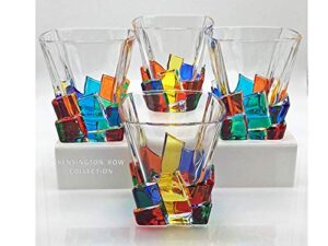 "capri" whiskey - old fashioned glasses - set of four - hand painted venetian glass