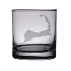 HullSpeed Designs Cape Cod Map - Engraved Rocks Glasses Set of 2