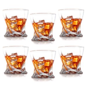 Eleganttime 6 Packing Crystal Old Fashioned Glasses Whiskey Glasses Set 10 Oz Crystal Bourbon Glasses for Drinking Bourbon