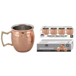 j&v textiles moscow mule copper mugs - gift set of 4, 100% solid handcrafted copper cups - 2 ounce food safe hammered mug for mules