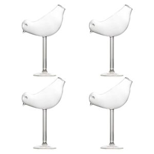 healvian 4pcs bird cocktail cup bird shaped glass goblet novelty wine champagne goblet martini cups wine toasting glasses for kitchen bar