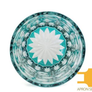 Ohba Glass Old-Fashoned Cut Glass Edo Kiriko, Japanese Traditional Craft in Gift Box Kaleidoscope (Green/Amber)