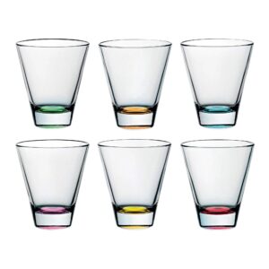 glass - set of 6 - double old fashioned tumbler glasses - uniquely designed - assorted colors - european glass - 11.5 oz. - made in europe - by barski