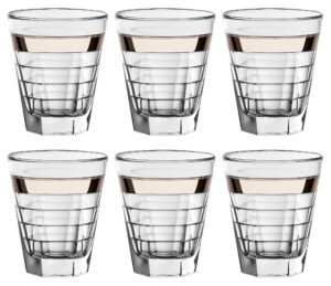 barski - european glass - double old fashioned tumbler glasses - with platinum band - set of 6-11.5 oz. - made in europe
