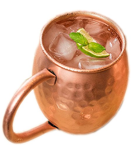 PARIJAT HANDICRAFT Moscow Mule Copper Mugs 16 Oz Copper Moscow Mule Mugs Solid Copper Hammered Mug Copper Cups for Moscow Mules Set of 4