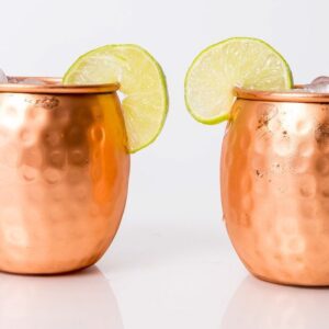 La Belle Vie LLC Moscow Mule Mugs - Set of 2 - - Premium 1/2 Pound Mugs - 100% Solid Copper - Hammered Finish - 16oz LBV Mugs