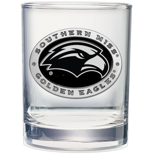 Heritage Pewter Southern Miss Double Old Fashion | Double Rocks Glass 14 OZ for Liquor | Expertly Crafted Pewter Glass