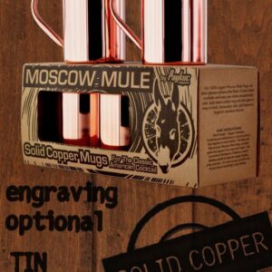 4 Pack - 13.5oz Tin-Lined Solid Copper Moscow Mule Mugs