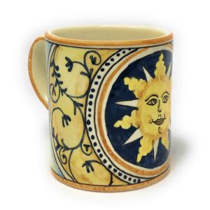 ceramiche d'arte parrini - italian ceramic art pottery mug cup decorated sun hand painted made in italy tuscan