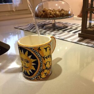 CERAMICHE D'ARTE PARRINI - Italian Ceramic Art Pottery Mug Cup Decorated Sun Hand Painted Made in ITALY Tuscan