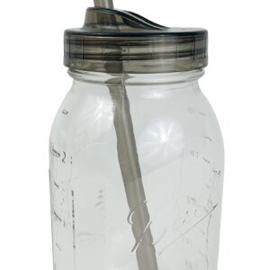 1 Ball Glass Mason Drinking Quart Jar with One Piece Sip Lid and Straw (32oz) Regular Mouth By Bear Hand 3 Piece Set 32 R/ Straw 32 R/ Straw