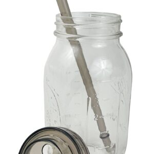 1 Ball Glass Mason Drinking Quart Jar with One Piece Sip Lid and Straw (32oz) Regular Mouth By Bear Hand 3 Piece Set 32 R/ Straw 32 R/ Straw