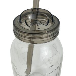 1 Ball Glass Mason Drinking Quart Jar with One Piece Sip Lid and Straw (32oz) Regular Mouth By Bear Hand 3 Piece Set 32 R/ Straw 32 R/ Straw