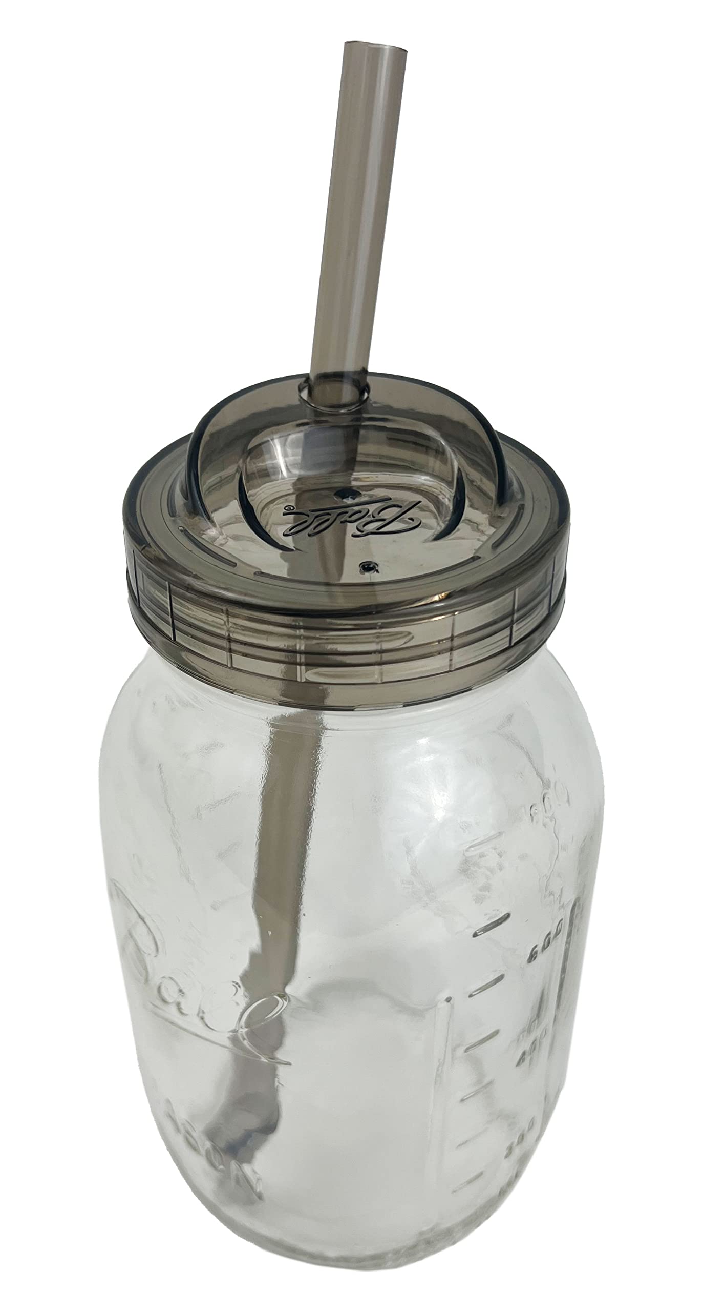 1 Ball Glass Mason Drinking Quart Jar with One Piece Sip Lid and Straw (32oz) Regular Mouth By Bear Hand 3 Piece Set 32 R/ Straw 32 R/ Straw