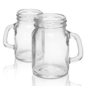 DISCOUNT PROMOS Mason Jar with Handle Set 4.5 oz. Set of 10, Bulk Pack - Sampler Glasses, Glass Jars for Overnight Oats, Candies, Fruits, Pickles, Spices, Beverages - Clear