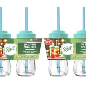 Ball Sip and Straw Spiral Mason Jars, 16 oz (Set of 4)