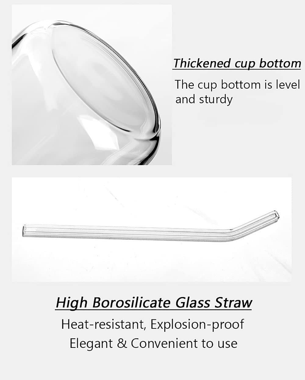 Drinking Glass Cups with Bamboo Lid and Glass Straws – 16oz Glasses Bottle for Soda Boba, Reuseable Iced Coffee Tumbler Mason Jar, Cute Smoothie Juice Cup Include Cleaning Brush (Set of 4)