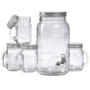 mason craft & more drinkware collection- durable glass leak proof beverage glassware, 5 piece drinkware set