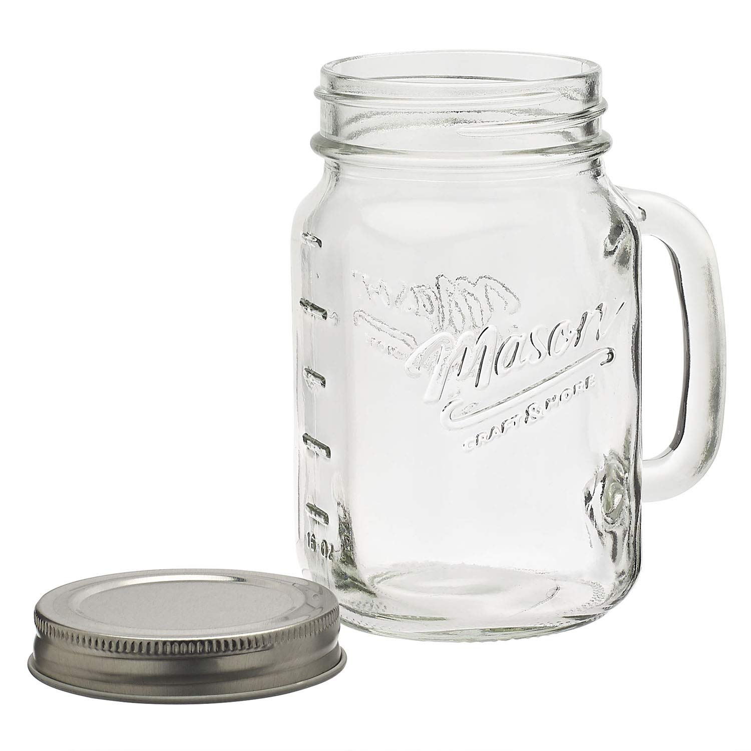 Mason Craft & More Drinkware Collection- Durable Glass Leak Proof Beverage Glassware, 5 Piece Drinkware Set