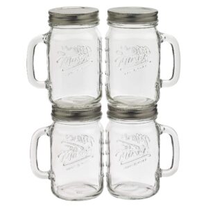 Mason Craft & More Drinkware Collection- Durable Glass Leak Proof Beverage Glassware, 5 Piece Drinkware Set