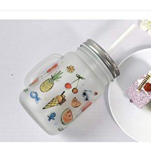 Mason Blank Sublimation Frosted Glass Jar Mugs 430ml with Glass Handles and Straw Drinking Heat Press Dye Transfer 4 pieces
