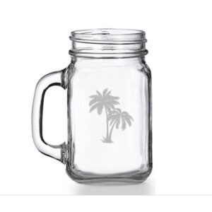 palm tree mason jar mug
