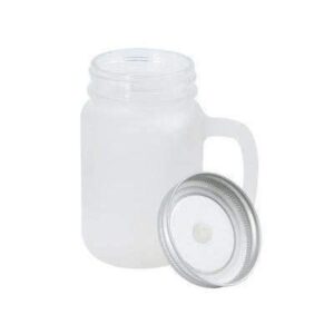 Mason Blank Sublimation Frosted Glass Jar Mugs 430ml with Glass Handles and Straw Drinking Heat Press Dye Thermal Transfer 2 pieces