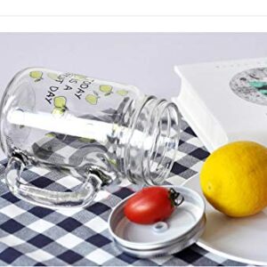 Mason Blank Sublimation transparent clear glass Jar Mugs 430ml with glass handles and straw drinking heat dye transfer 2 pieces