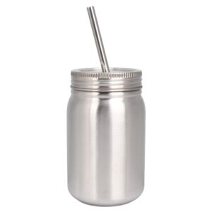 herchr stainless steel insulated mason jar, mason jar mugs with lid and straw stemless wine glass for travel mugs, 700ml